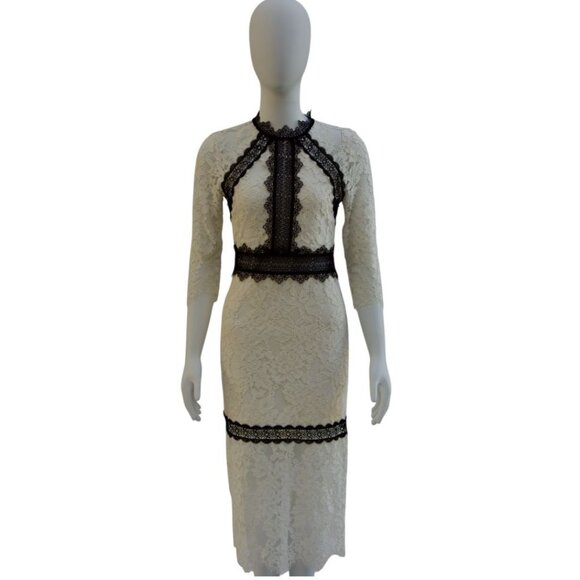 STUNNING ALEXIS LACE BLACK AND WHITE DRESS XS - Picture 2 of 6